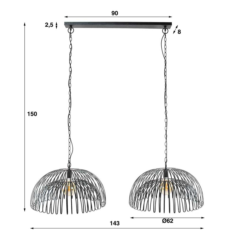 2-flammige Hängeleuchte mit Drahtschirmen - Kitchen