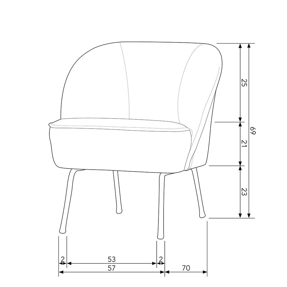 Sessel in Honigfarben Samt - Labound