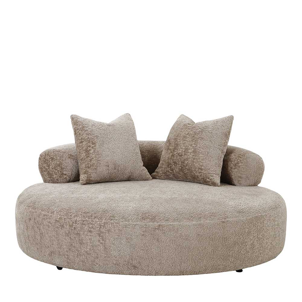 Rundes Sofa in Beigegrau Chenille - Geritts