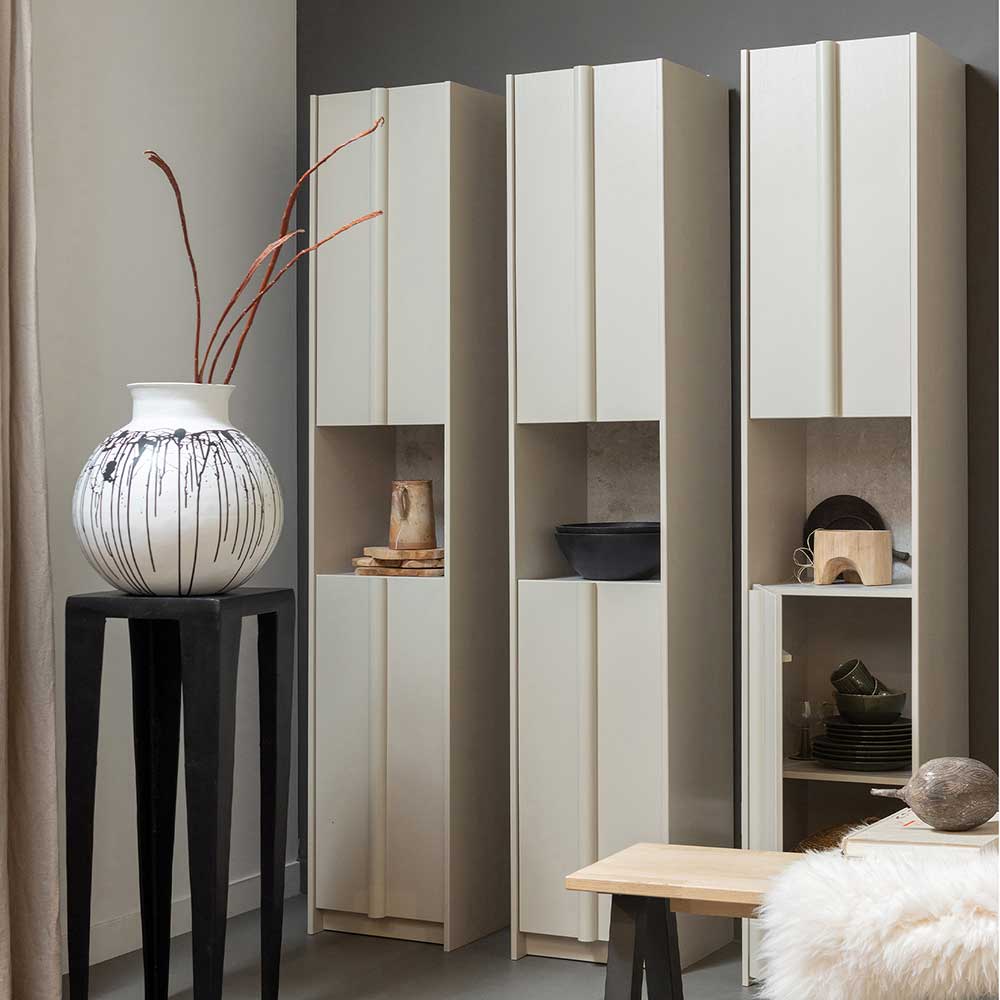 40x210x42 Hoher Schrank in Hellgrau - Glamoure