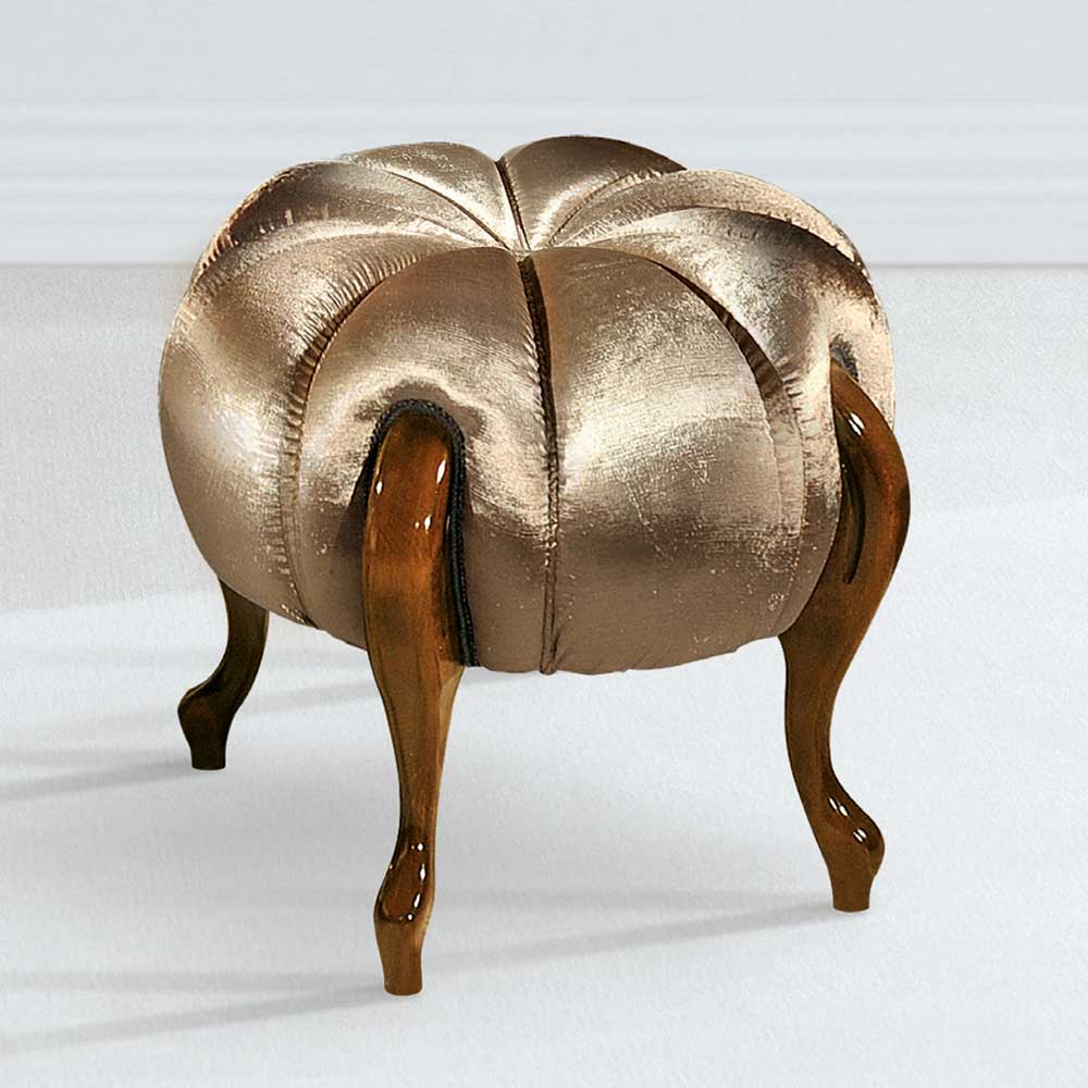 Runder Hocker im Barockstil in Gold - Janluca