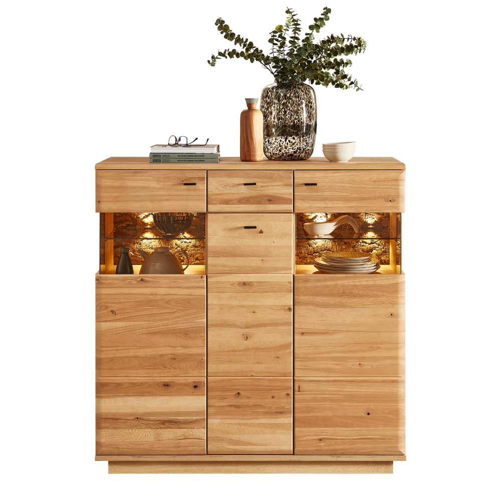 Highboard mit Glaseinsätzen in Esche - Cassna