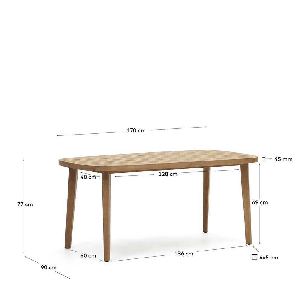 Outdoortisch aus massivem Eukalyptusholz - Triboot