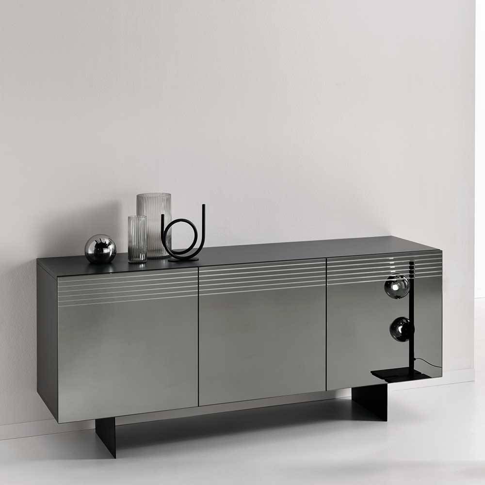 Sideboard mit Spiegelglas Front in Rauchgrau - Tyron