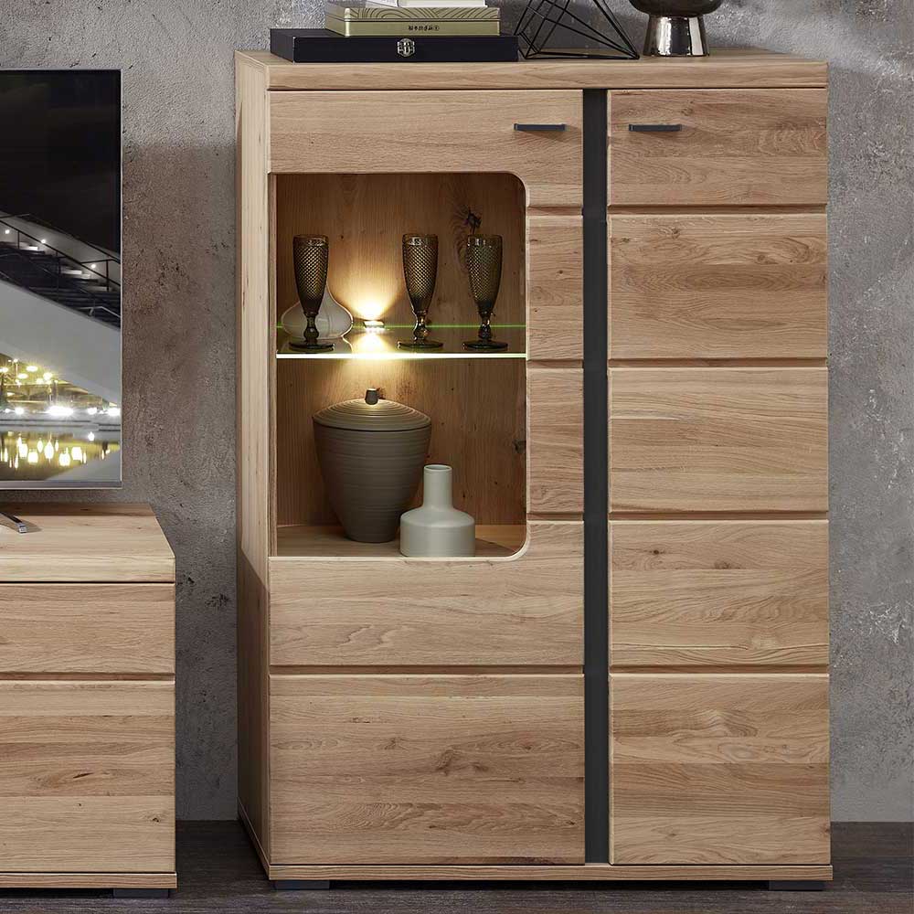 Highboard mit Glaseinsatz und LED Beleuchtung - Latenda