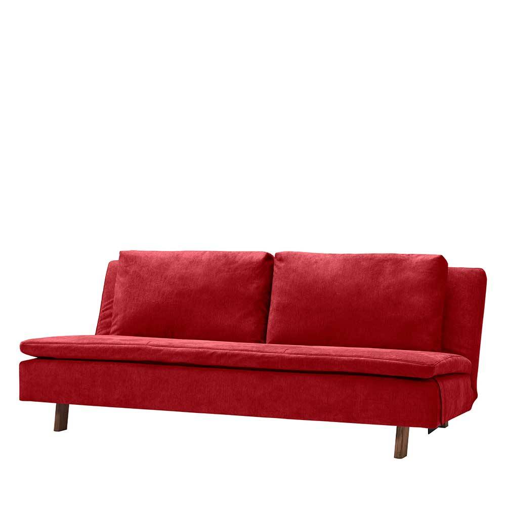 Rotes Klappsofa mit Microvelours Bezug - Suraga