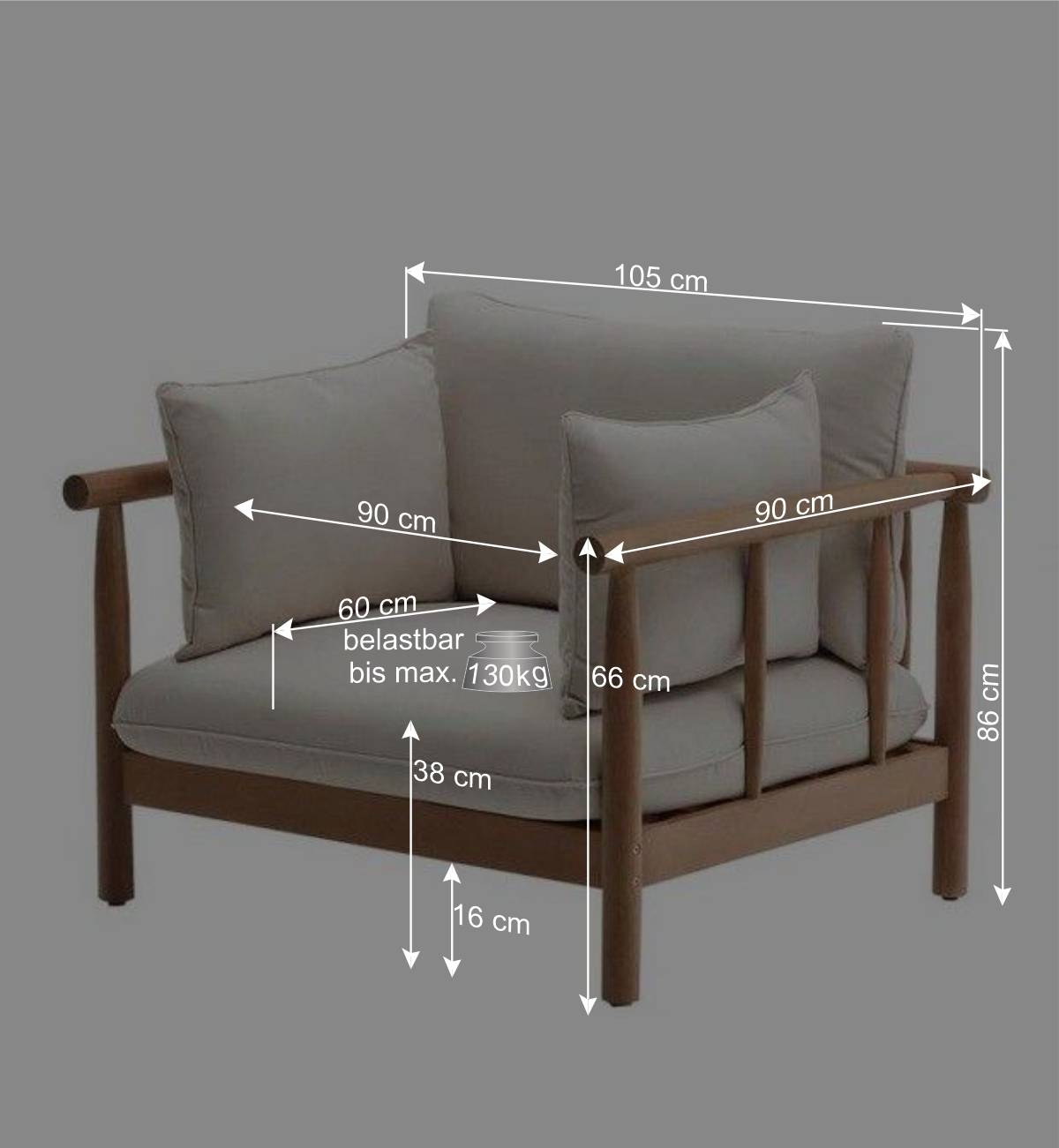 Indoor Outdoor Sessel in Cremefarben - Perconia