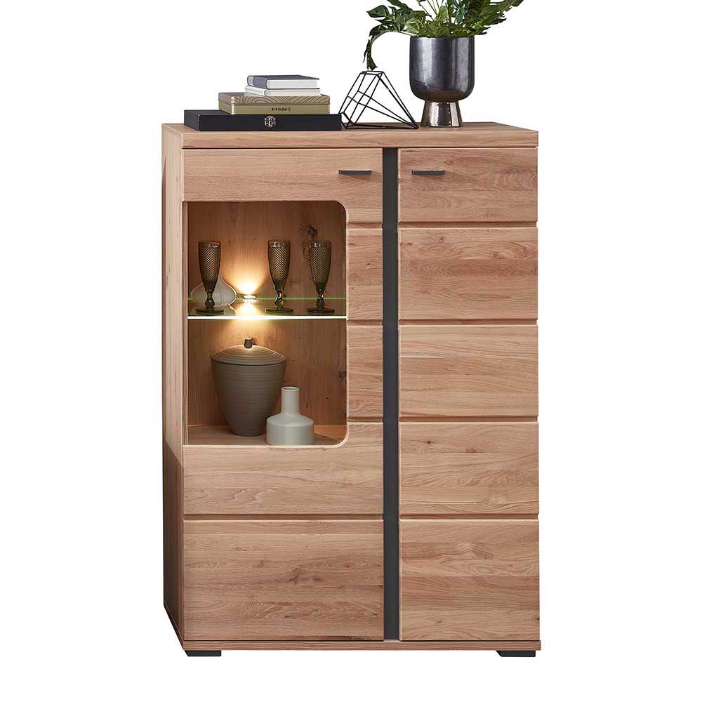 Highboard mit Glaseinsatz und LED Beleuchtung - Latenda