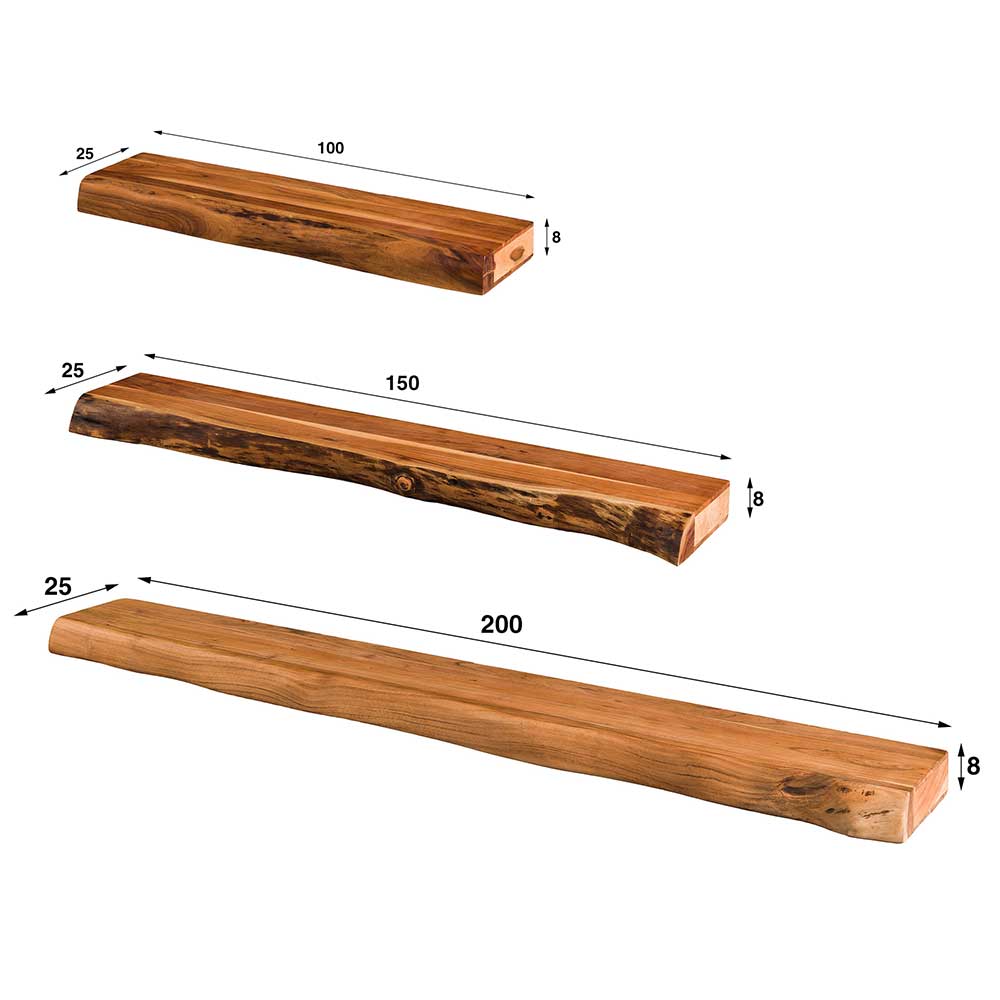 Wandboard mit Baumkante aus Akazie - Casaniano