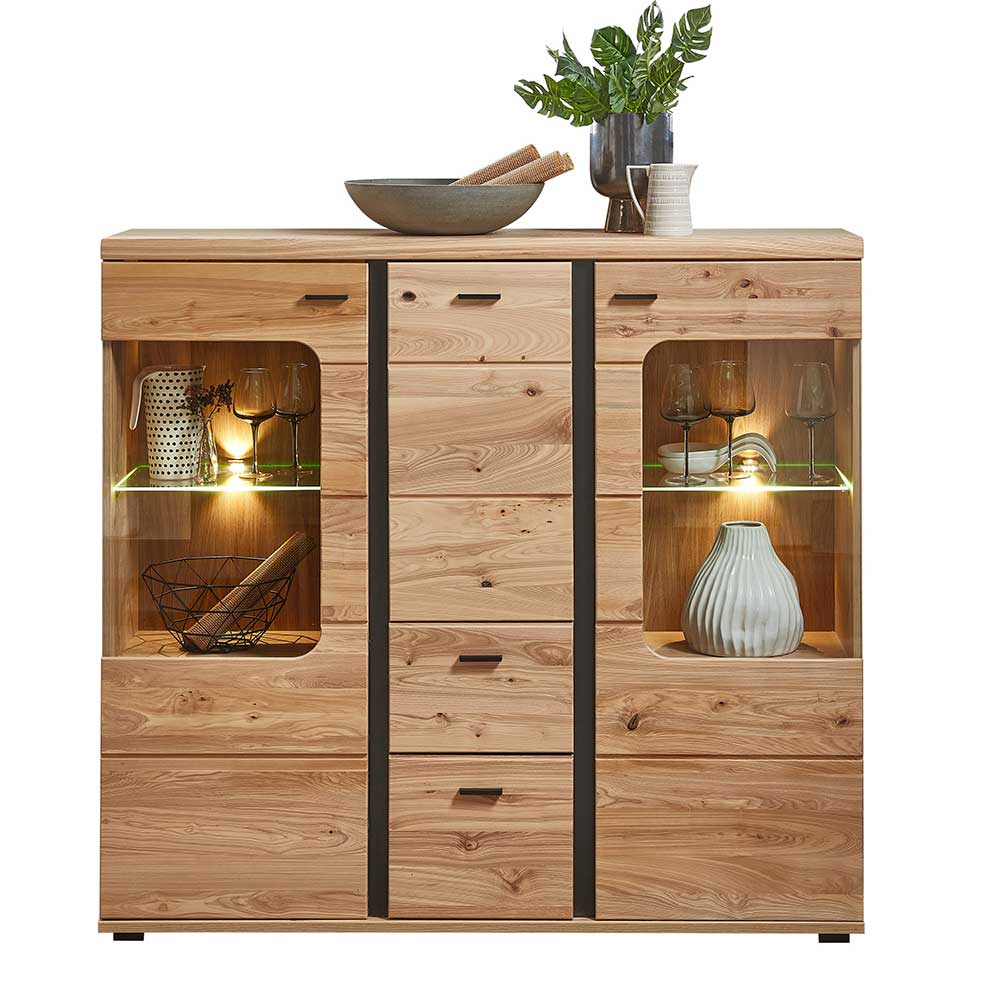 Highboard Vitrine mit LED Beleuchtung - Mattadore