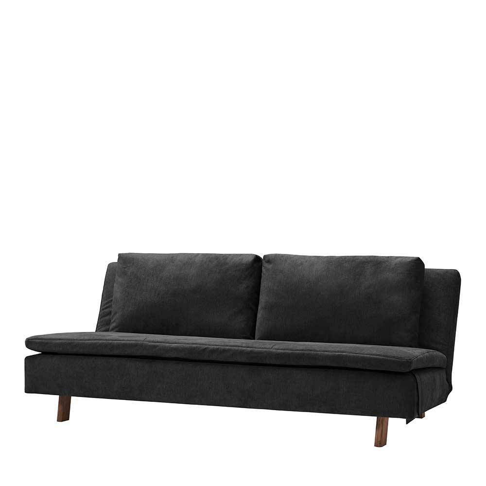 Microvelours Klappsofa in Schwarz - Ocna