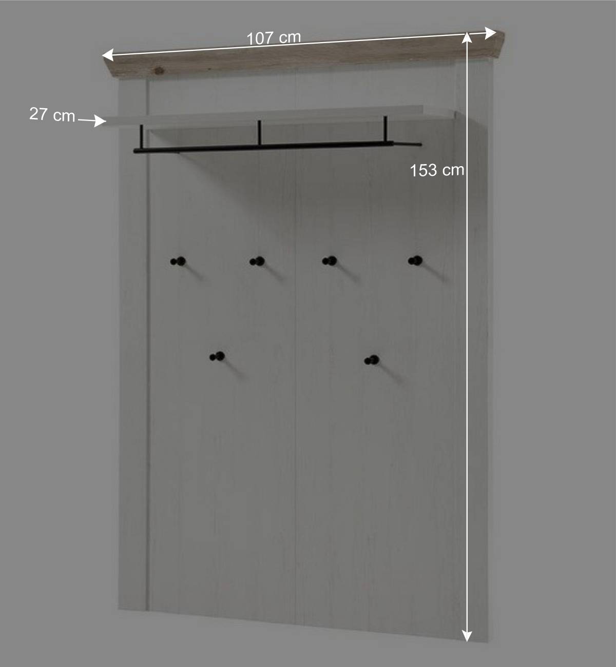 Schrank mit Spiegeltür & Garderobe - Nedita (dreiteilig)