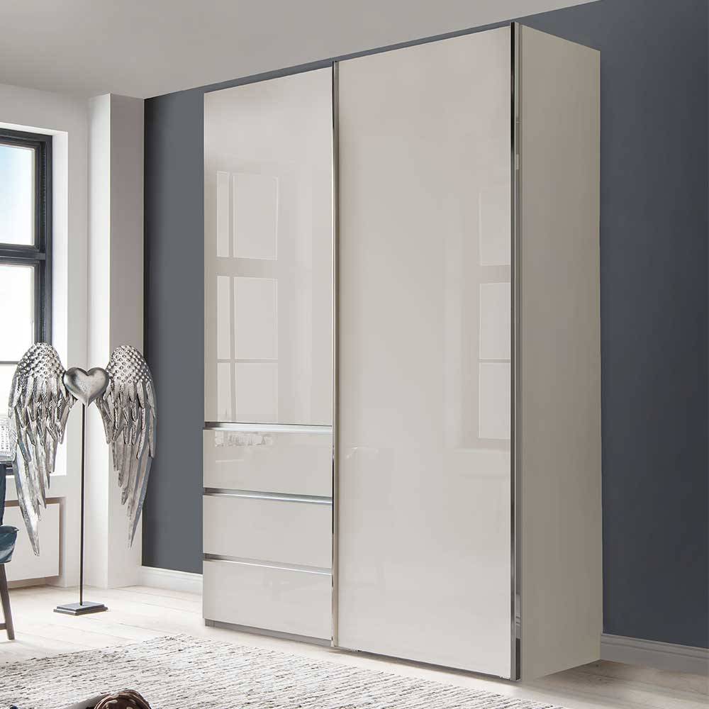 Schlafzimmerschrank in Champagner Glasfront 165 cm - Dustins