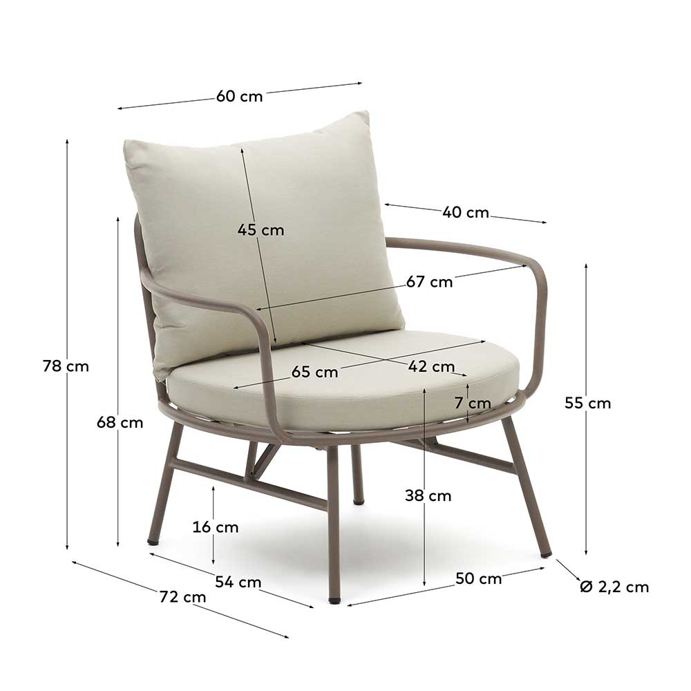 Garten Lounge-Sessel in Flieder aus Metall - Azalao