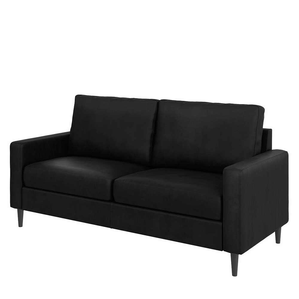 Dreisitzer Kunstledersofa in Schwarz - Fangro