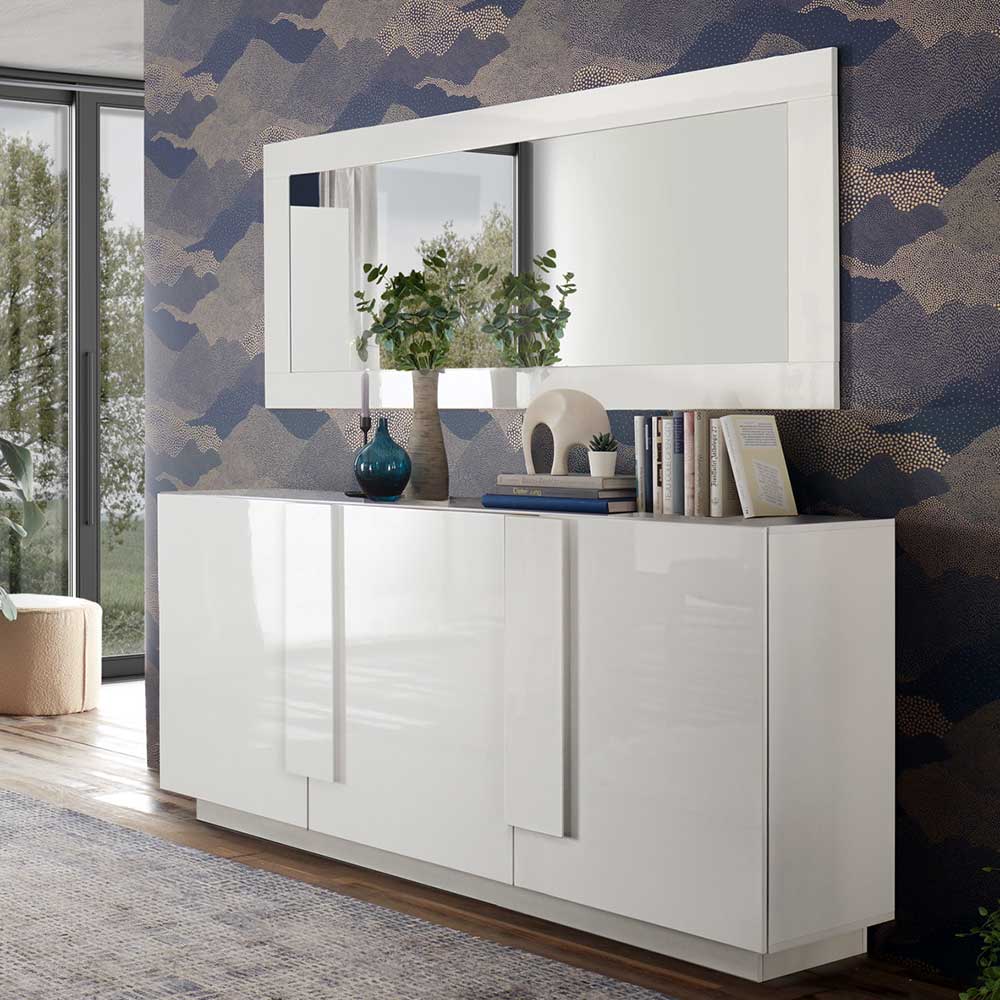 Hochglanz Sideboard mit 3 Türen in Weiß - Kerym