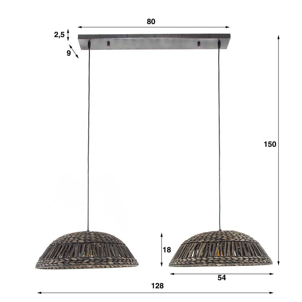 2-flammige Tisch-Pendelleuchte aus Wasserhyazinthe - Rascilda