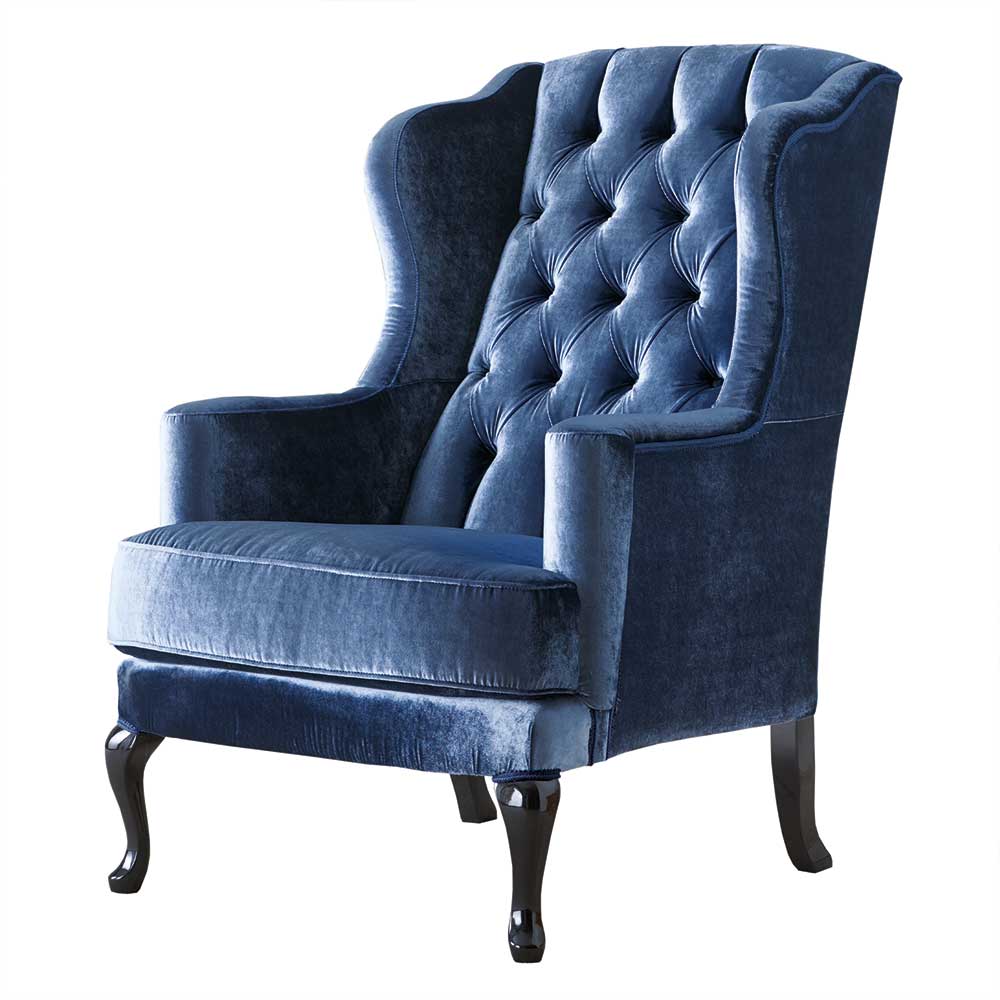 Eleganter Chesterfield Sessel in Blau Samt - Gonnya