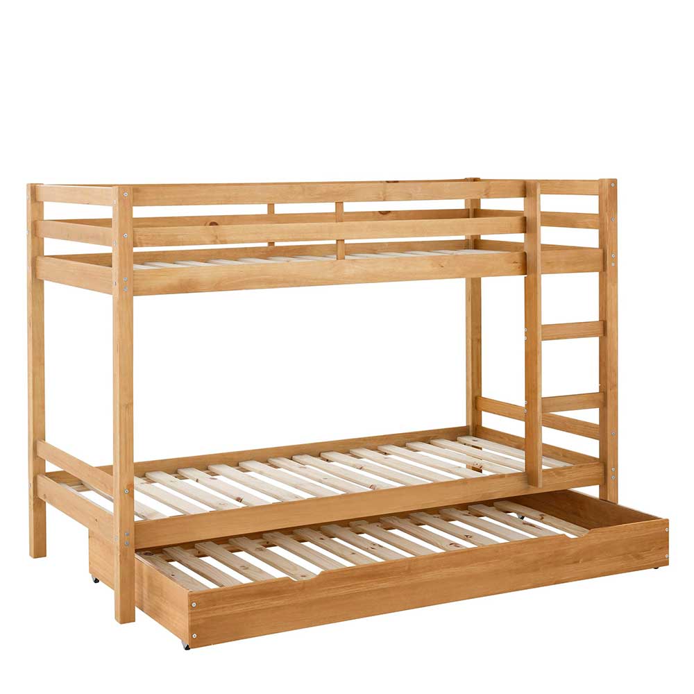 90x200 Kinder Stockbett in Kiefer Natur - Lowes