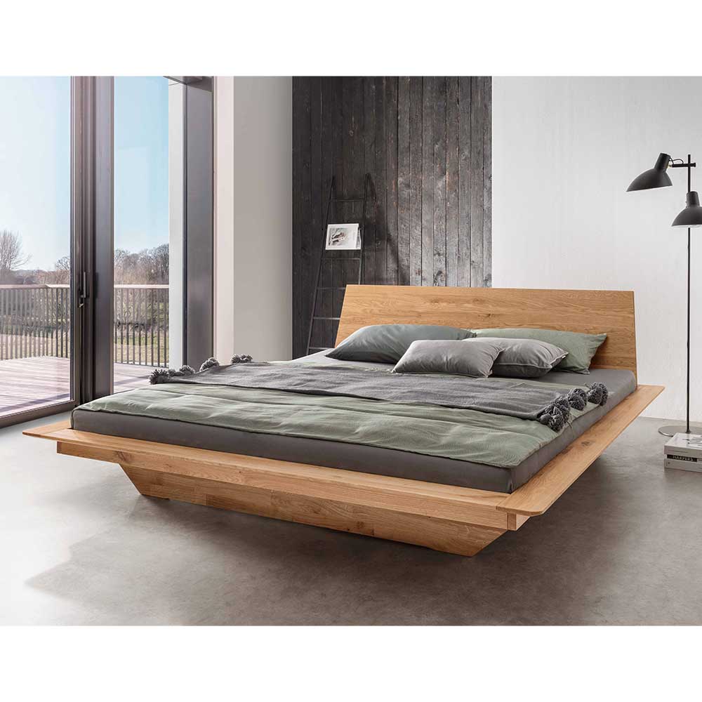 Design Schwebebett aus Wildeiche Massivholz - Nowy