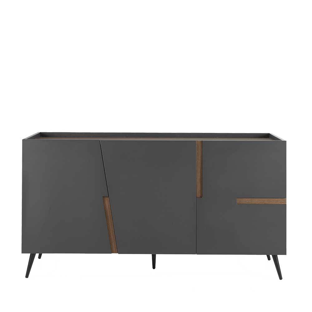 Sideboard in Anthrazit mit Teak - Carola