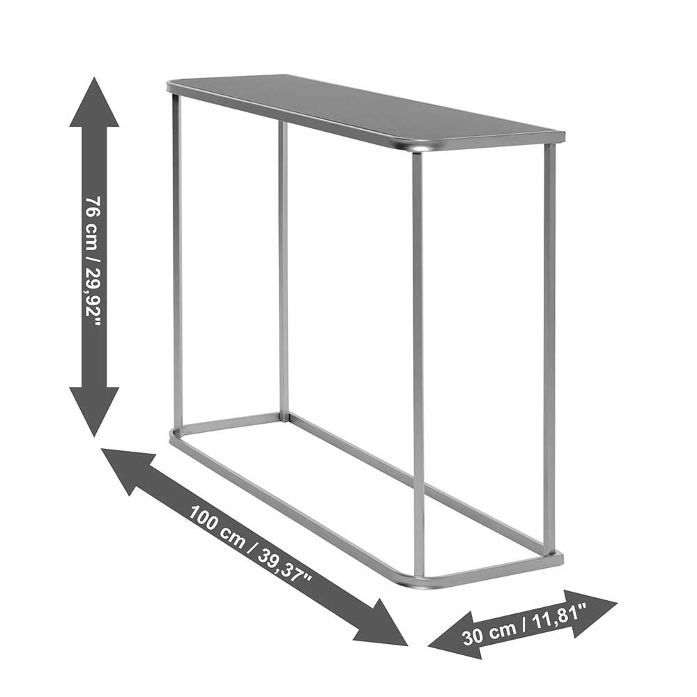 Design Konsolentisch mit schwarz getönter Glasplatte - Joosu