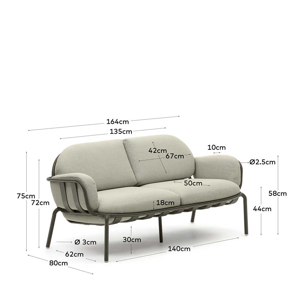 Gartensofa in Graugrün aus Metall - Ocna