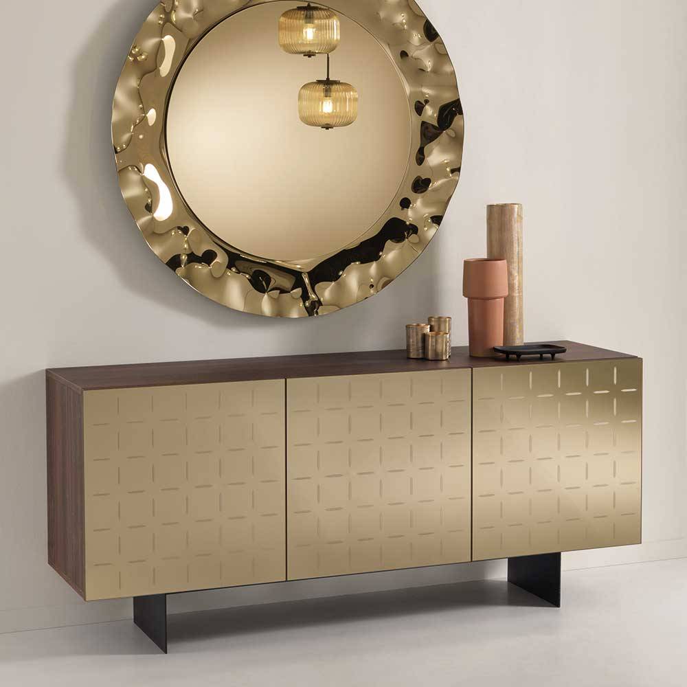 3-türiges Sideboard mit Spiegel Front Bronze - Imarena