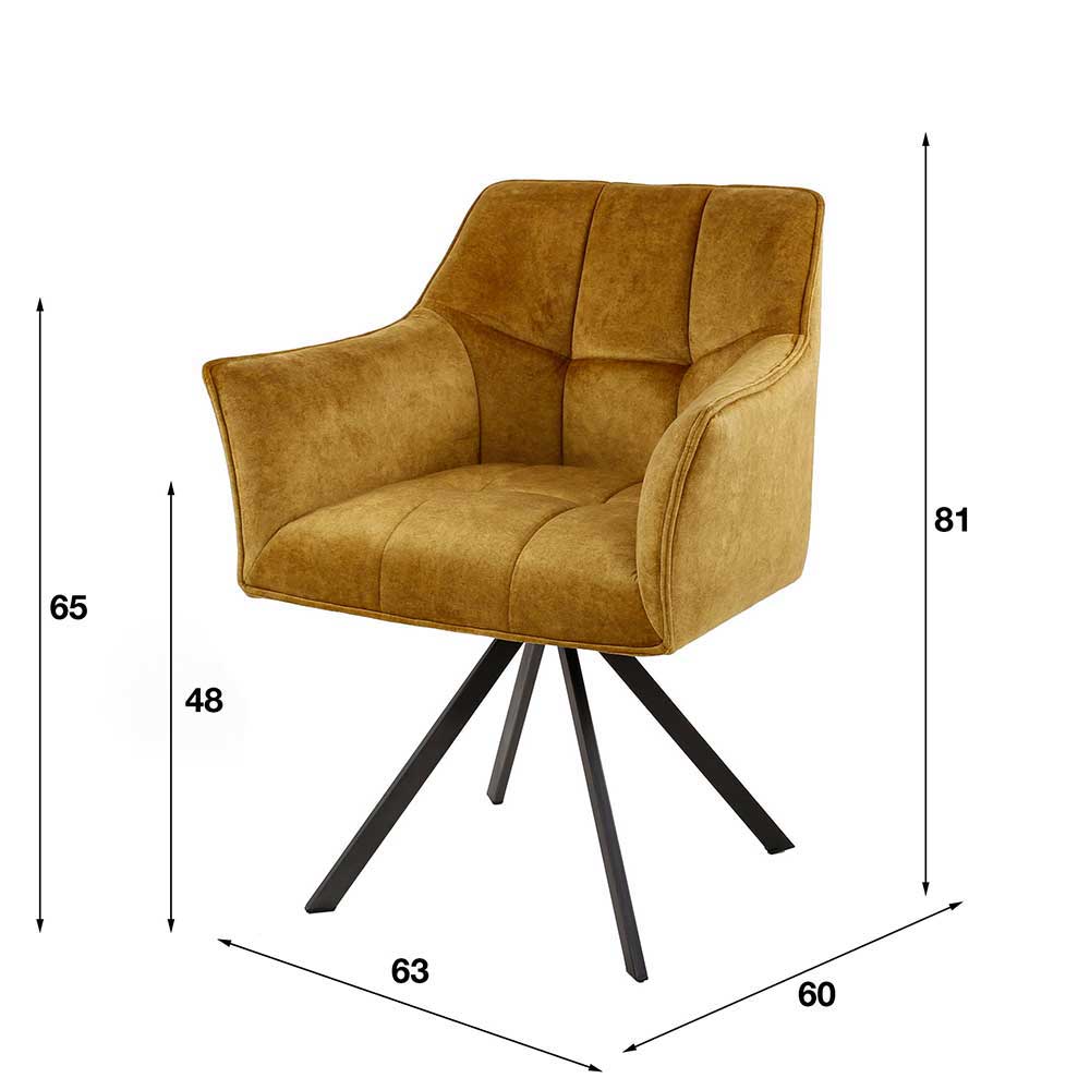 Drehbare Tischsessel in Goldfarben - Arolds (2er Set)