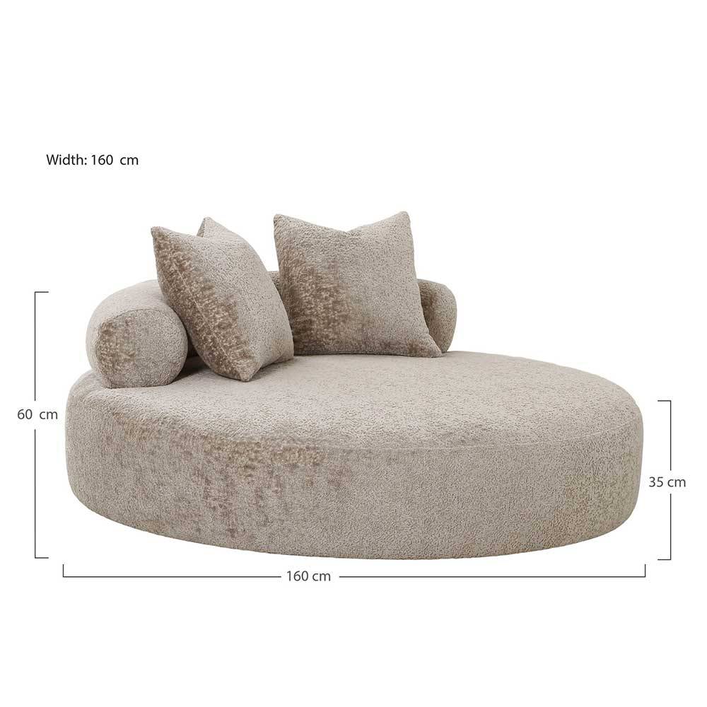 Rundes Sofa in Beigegrau Chenille - Geritts