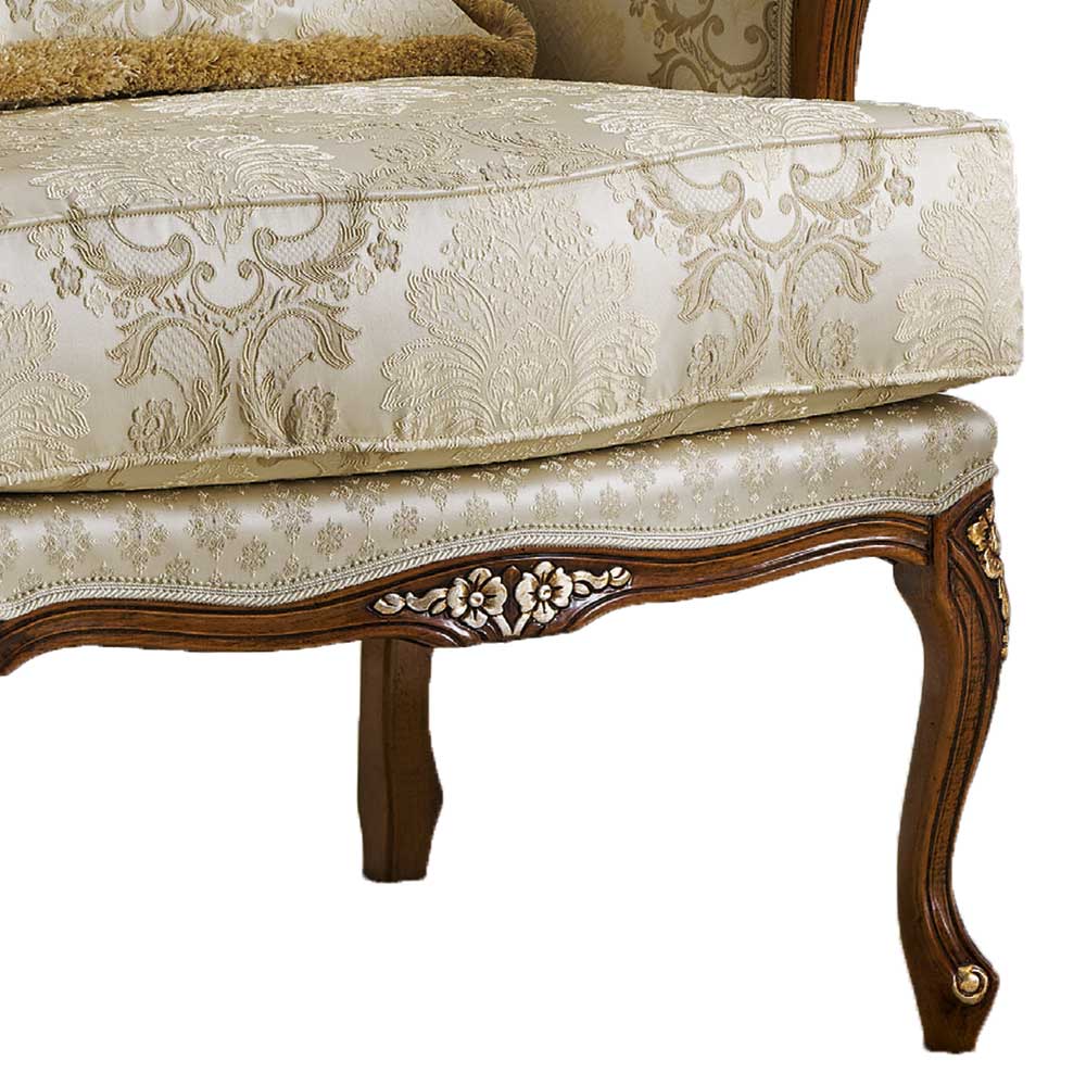 Barock Sessel in Beige und Creme gemustert - Ranaria