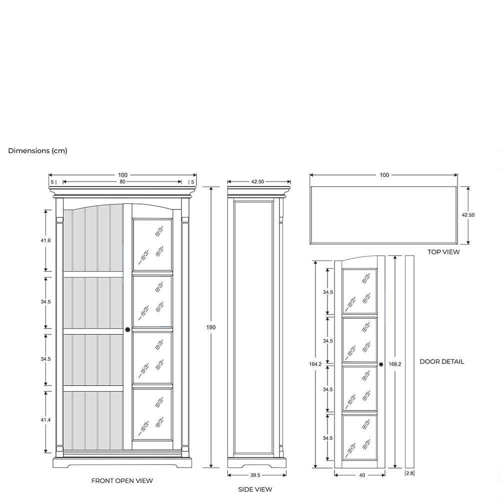 Hohe Landhaus Vitrine in Weiß lackiert - Lulzima