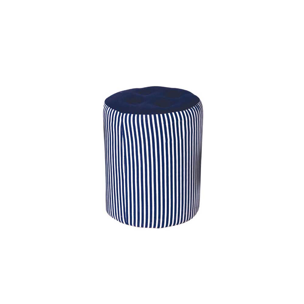 Hocker Pouf Hamptons in Blau Weiß gestreift