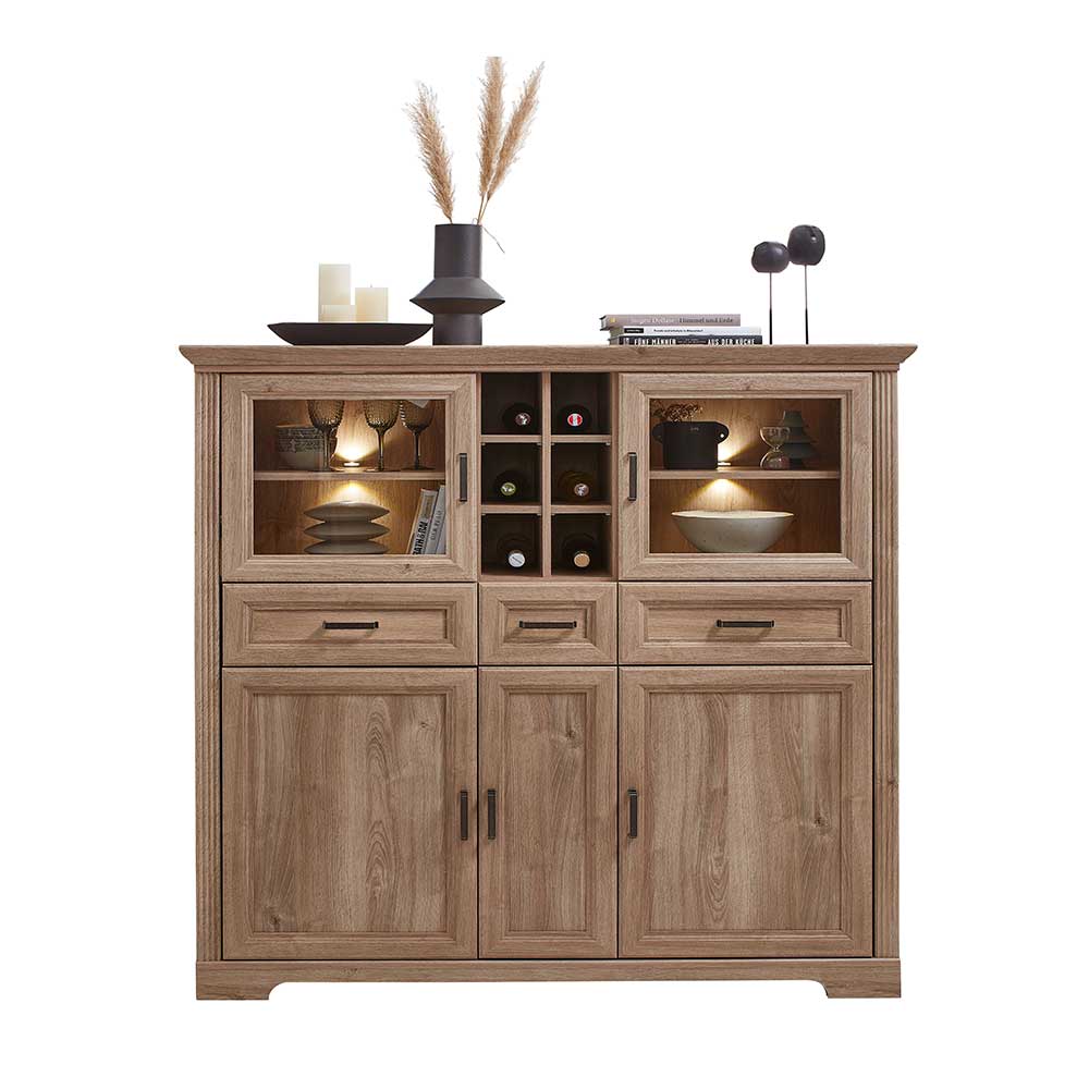 Landhaus Highboard mit LED Beleuchtung - Barack