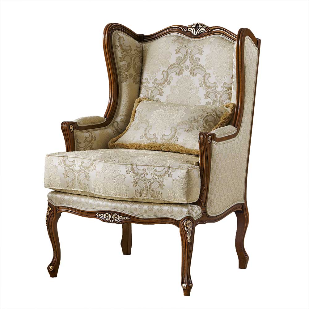 Barock Sessel in Beige und Creme gemustert - Ranaria