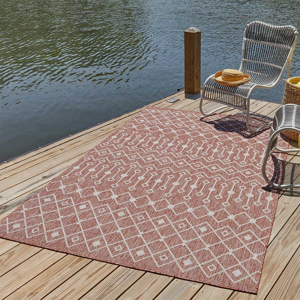 Outdoorteppich mit geometrischem Rauten Muster - MIrror