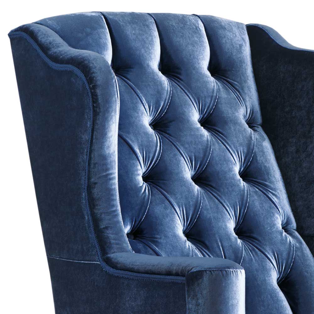 Eleganter Chesterfield Sessel in Blau Samt - Gonnya