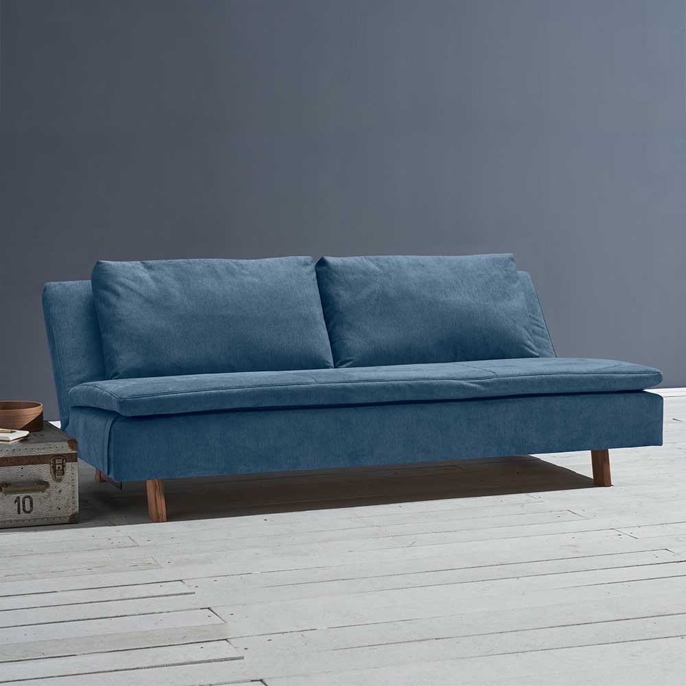 Schlafsofa in Blau und Eiche - Jesticas