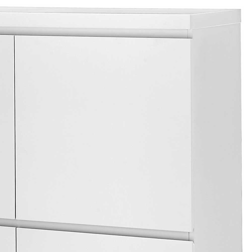 4-türiges Highboard in Weiß mit Schwarz - Atela