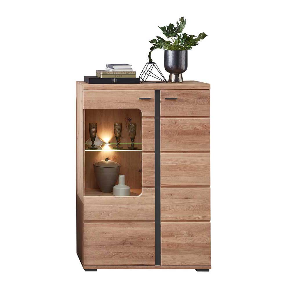 Highboard mit Glaseinsatz und LED Beleuchtung - Latenda