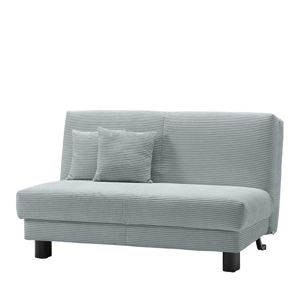 Ausklappbares Sofa aus Cord in Hellblau - Rachel