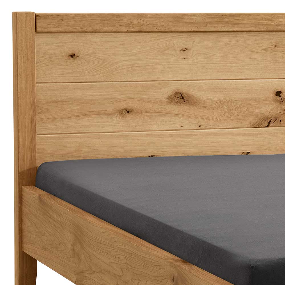 Wildeiche Doppelbett mit Holzkopfteil - Adeira