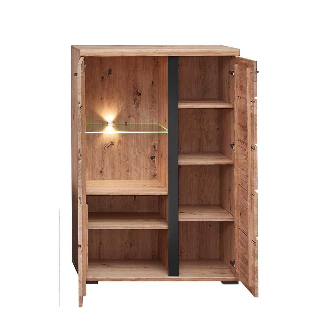 Highboard mit Glaseinsatz und LED Beleuchtung - Latenda