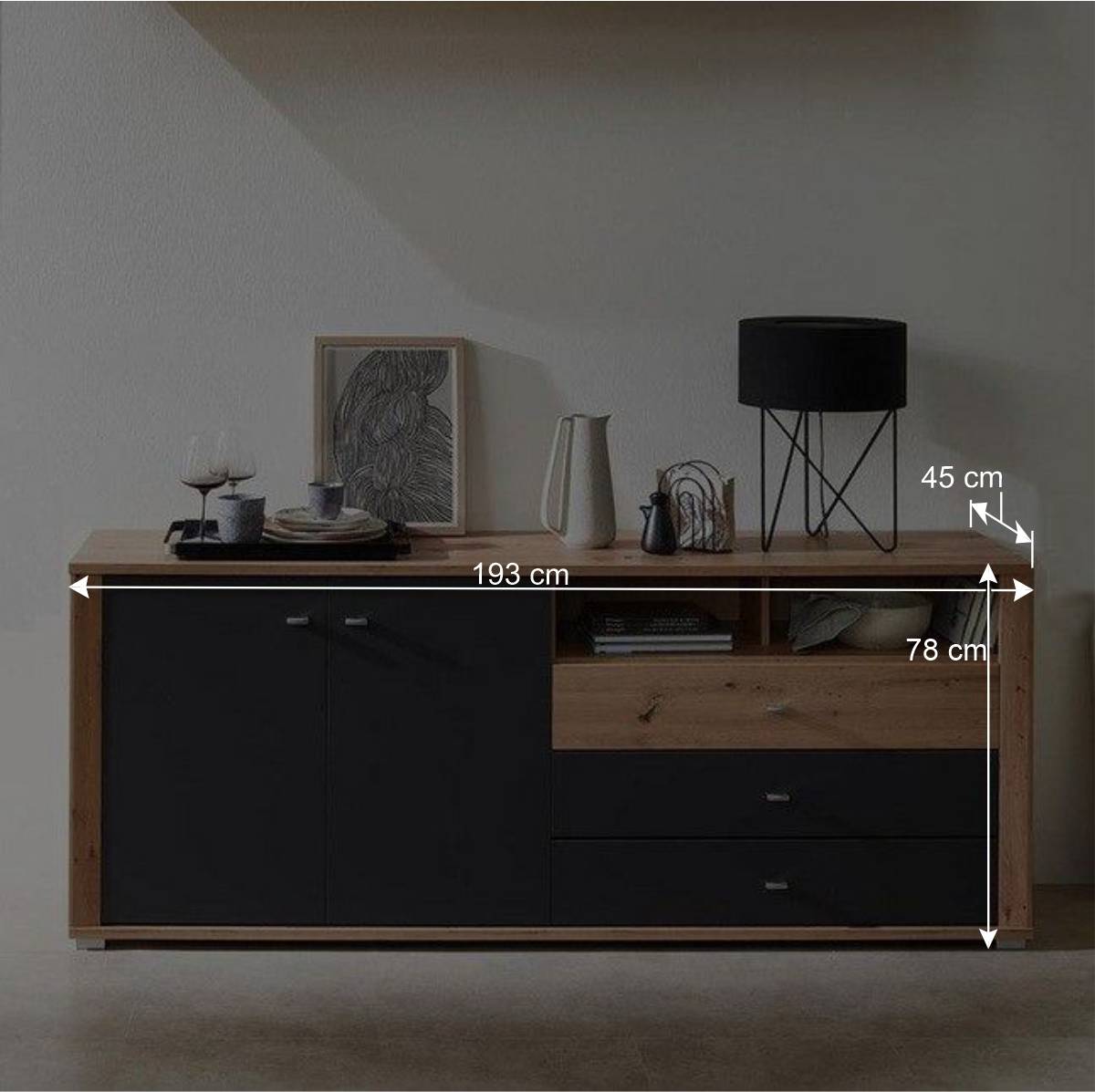 Modernes Sideboard mit Metallgriffen - Castilu