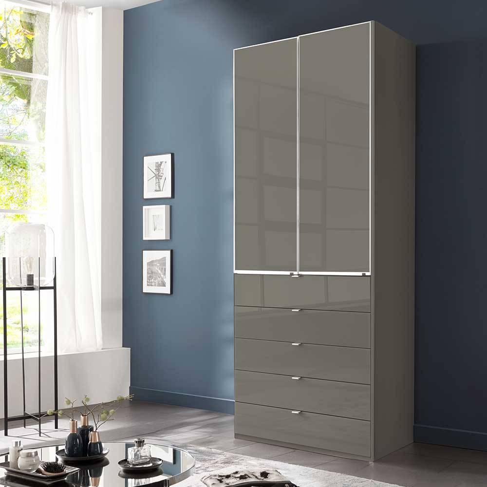 Brauner Schlafzimmerschrank mit Glasfront - Madita