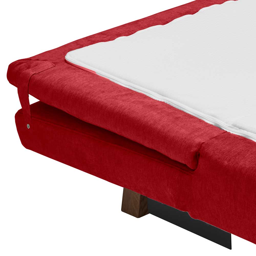 Rotes Klappsofa mit Microvelours Bezug - Suraga