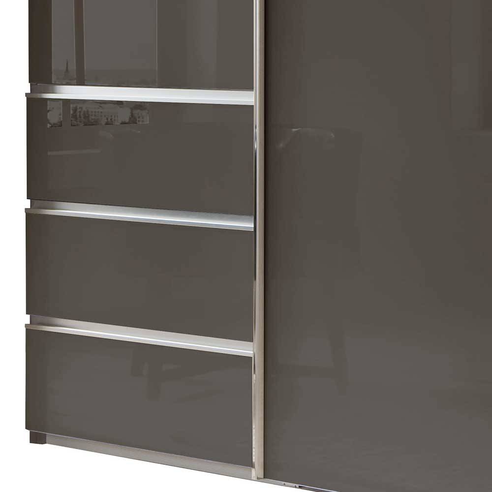 Kombi-Kleiderschrank in Braun Glasfront - 165 cm - Preema