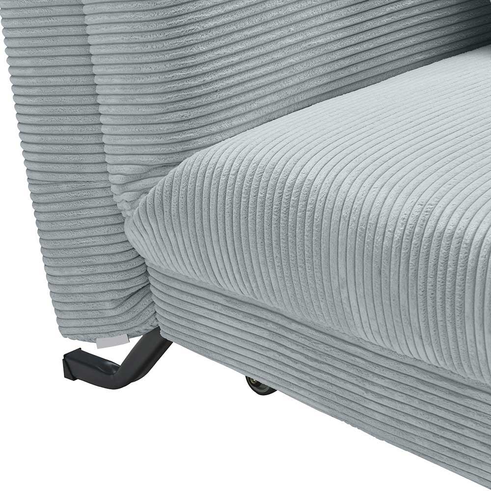 Ausklappbares Sofa aus Cord in Hellblau - Rachel