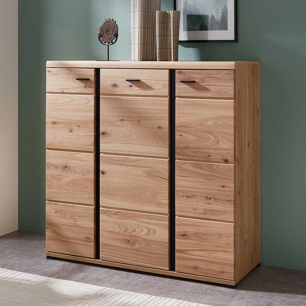 123x121x42 3-türiges Highboard teilmassiv - Latenda