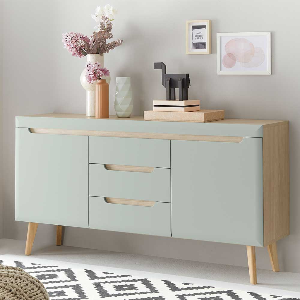 Sideboard in Mintgrün und Eiche - Armina